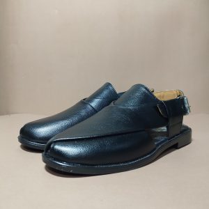 premium black rexine peshawari chappal – imported wax finish